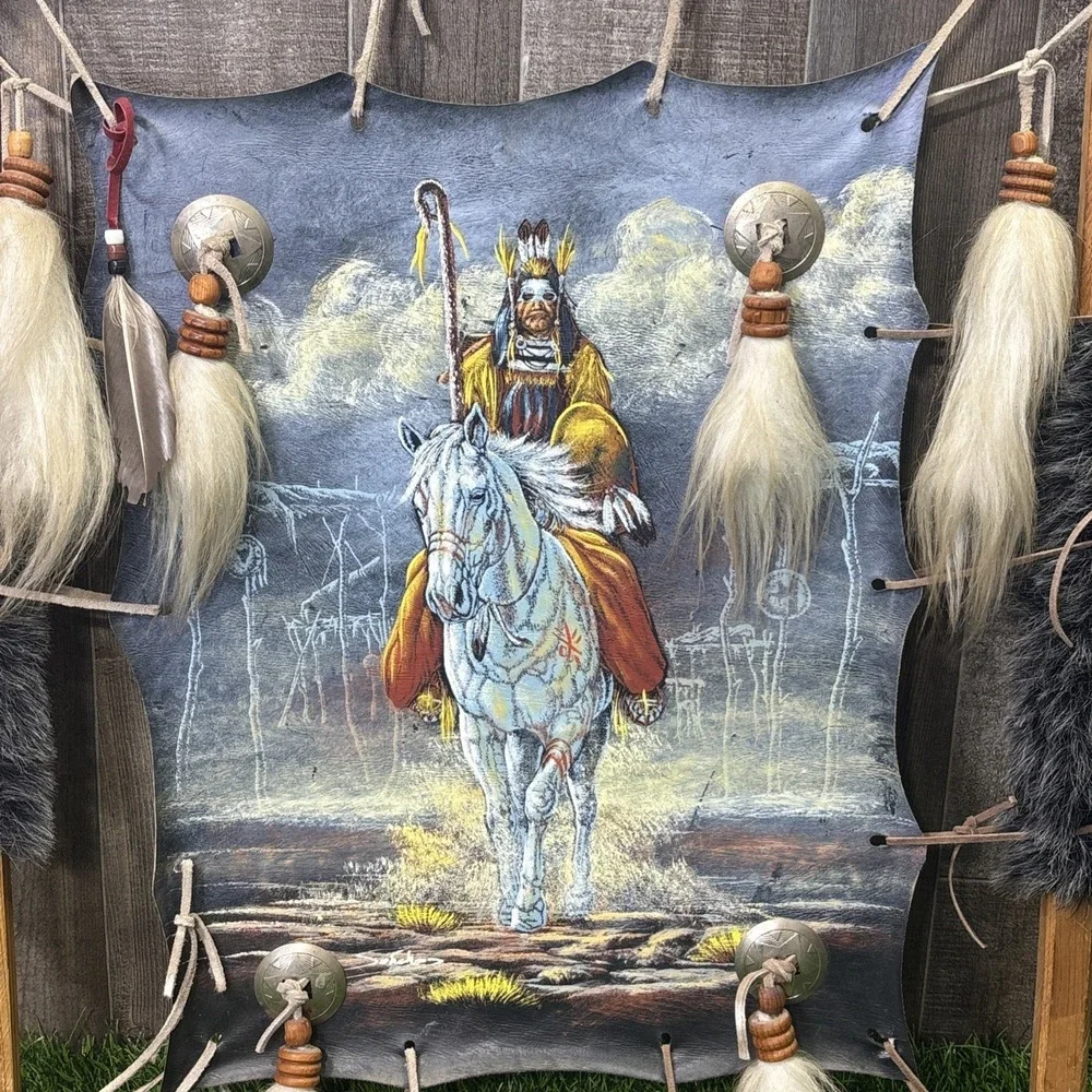 Native American Western Wall Hanging Buckskin Horsehair